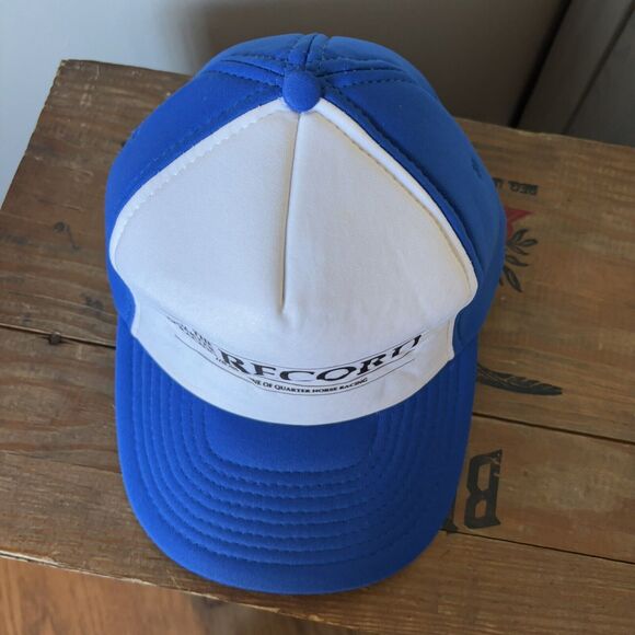 Vintage 80s Trucker Hat Record Quarter Horse Racing Magazine Foam Snapback New - Picture 7 of 15